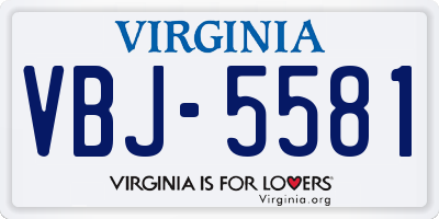 VA license plate VBJ5581