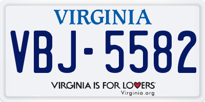 VA license plate VBJ5582
