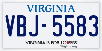 VA license plate VBJ5583