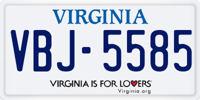 VA license plate VBJ5585