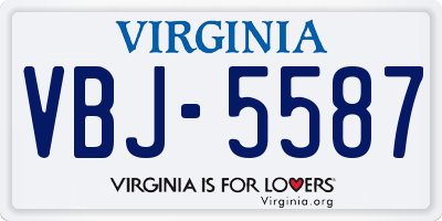 VA license plate VBJ5587