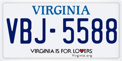 VA license plate VBJ5588