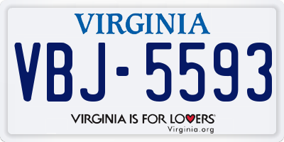 VA license plate VBJ5593