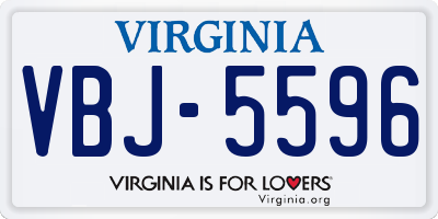 VA license plate VBJ5596