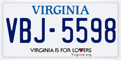 VA license plate VBJ5598