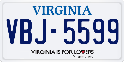 VA license plate VBJ5599