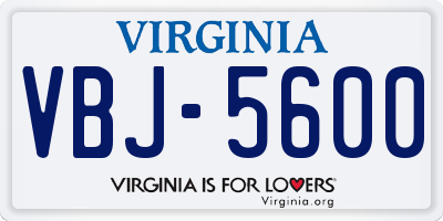 VA license plate VBJ5600
