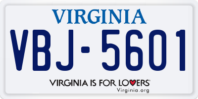 VA license plate VBJ5601