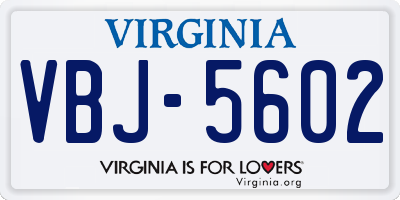 VA license plate VBJ5602