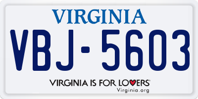 VA license plate VBJ5603