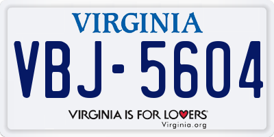 VA license plate VBJ5604