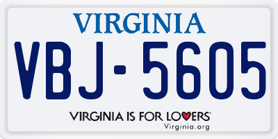VA license plate VBJ5605