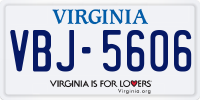 VA license plate VBJ5606