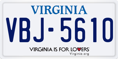 VA license plate VBJ5610