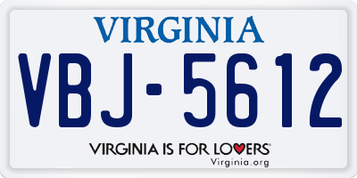 VA license plate VBJ5612