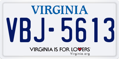 VA license plate VBJ5613