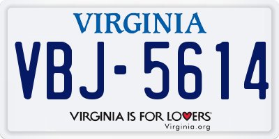 VA license plate VBJ5614