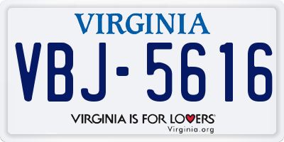 VA license plate VBJ5616