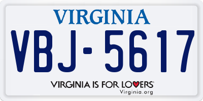 VA license plate VBJ5617