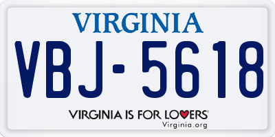 VA license plate VBJ5618