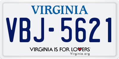 VA license plate VBJ5621