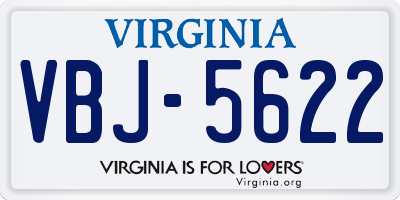 VA license plate VBJ5622