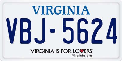 VA license plate VBJ5624
