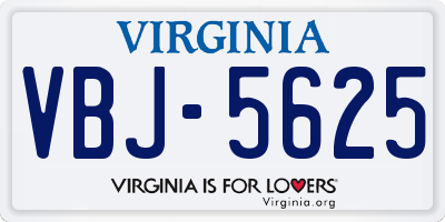 VA license plate VBJ5625
