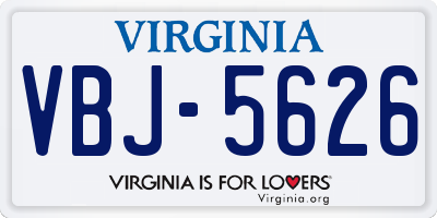 VA license plate VBJ5626