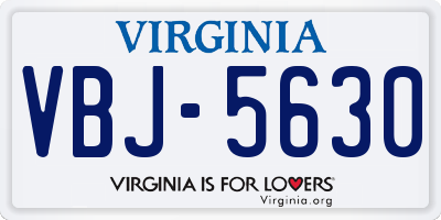 VA license plate VBJ5630