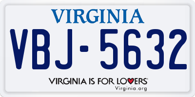 VA license plate VBJ5632