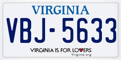 VA license plate VBJ5633