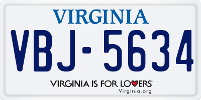 VA license plate VBJ5634