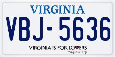 VA license plate VBJ5636
