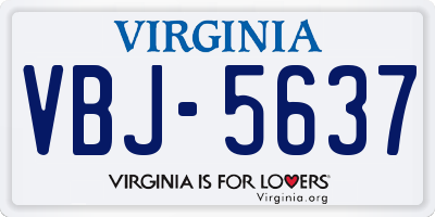 VA license plate VBJ5637