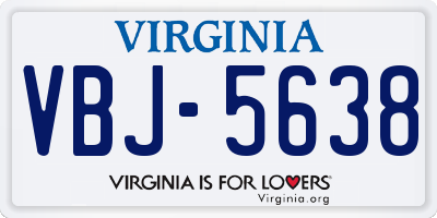 VA license plate VBJ5638
