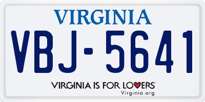 VA license plate VBJ5641