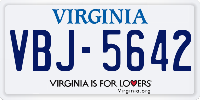 VA license plate VBJ5642