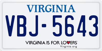 VA license plate VBJ5643