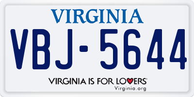 VA license plate VBJ5644