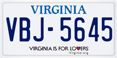 VA license plate VBJ5645