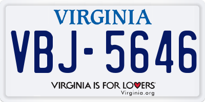 VA license plate VBJ5646