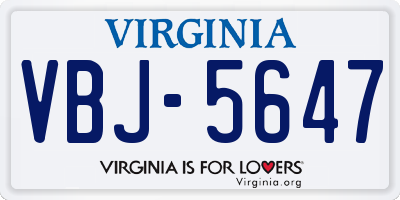 VA license plate VBJ5647