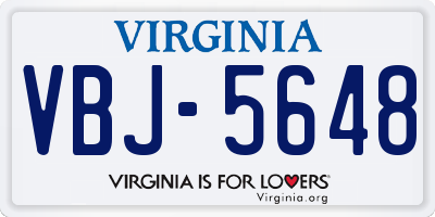 VA license plate VBJ5648