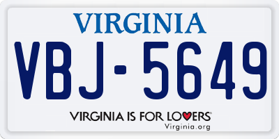 VA license plate VBJ5649