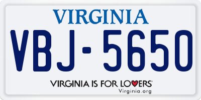 VA license plate VBJ5650