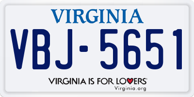 VA license plate VBJ5651