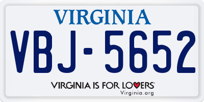 VA license plate VBJ5652
