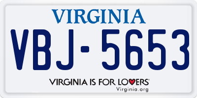 VA license plate VBJ5653