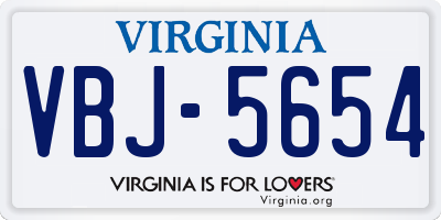 VA license plate VBJ5654